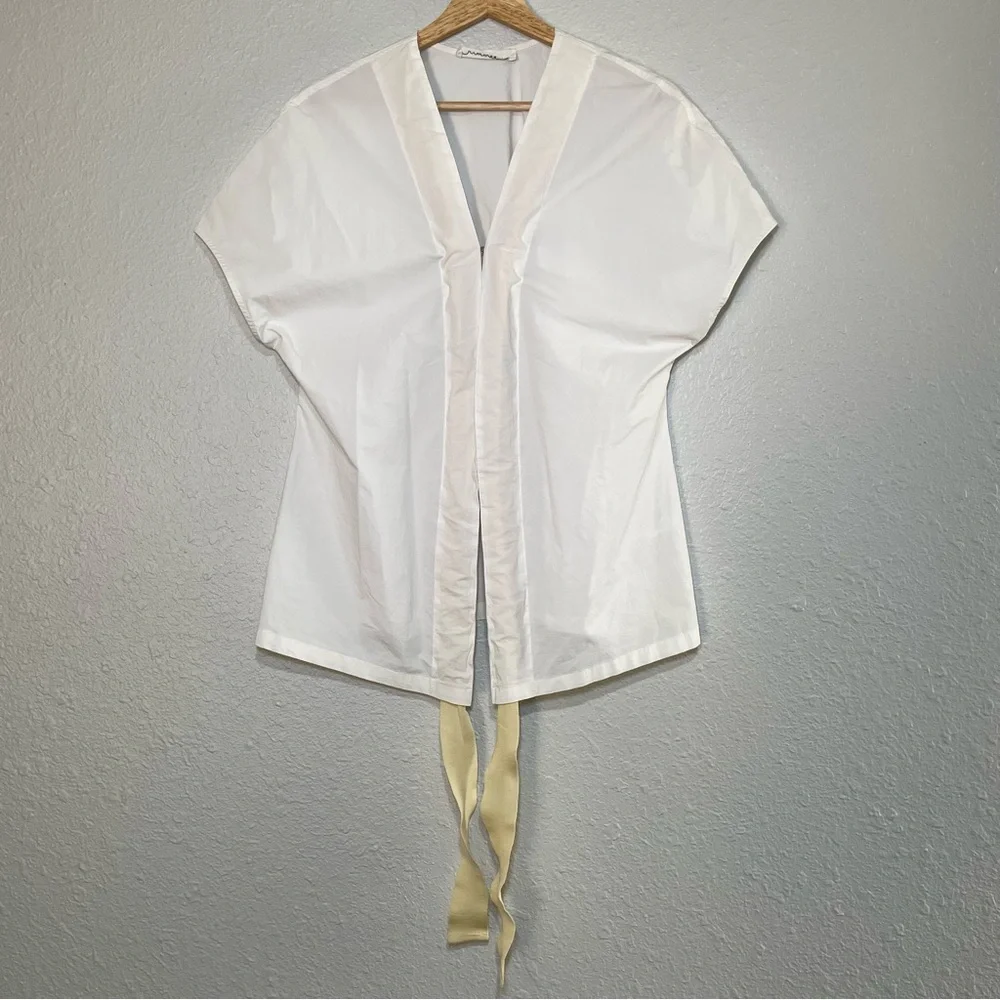 Liviana Conti Women’s White Cotton Blouse Drawstring top Size XS / 0 / EU 38 - Picture 2 of 9